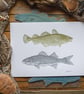 Cod & Bass - original linocut print - A3