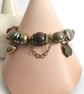 Steampunk beaded charm bracelet, pyrite mookite & Tigers eye - Image 8