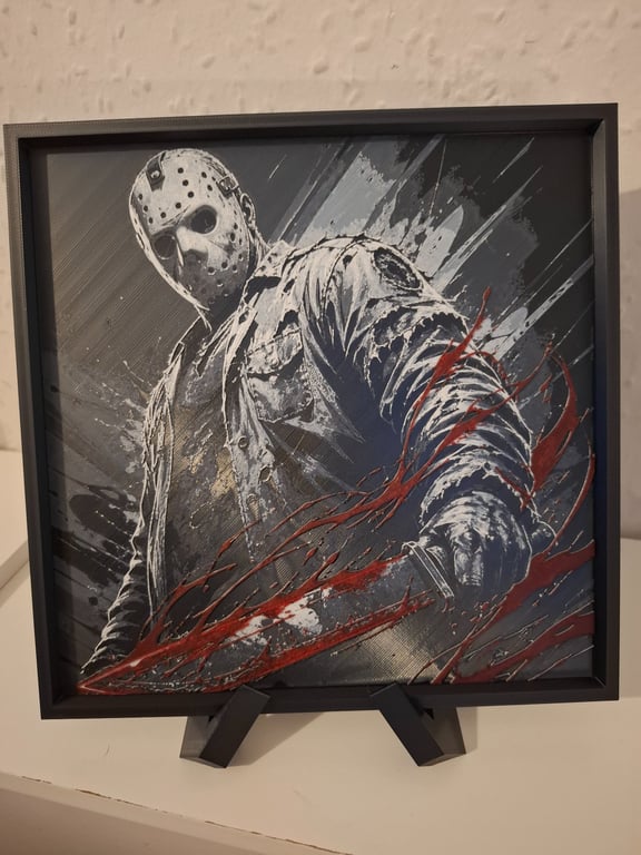 Jason Voorhees 3D HueForge Framed Print - 8 x 8 Inch - Stand Included