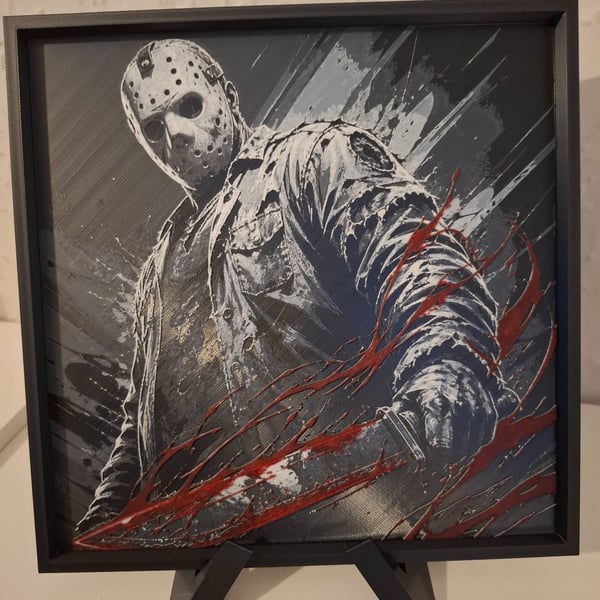 Jason Voorhees 3D HueForge Framed Print - 8 x 8 Inch - Stand Included
