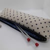 Zipped purse for knitting needles or crochet hooks spotted