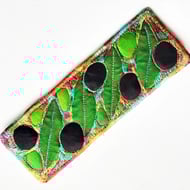 Bookmarks - Olive Bookmark Textile with Machine Embroidery Bookmark