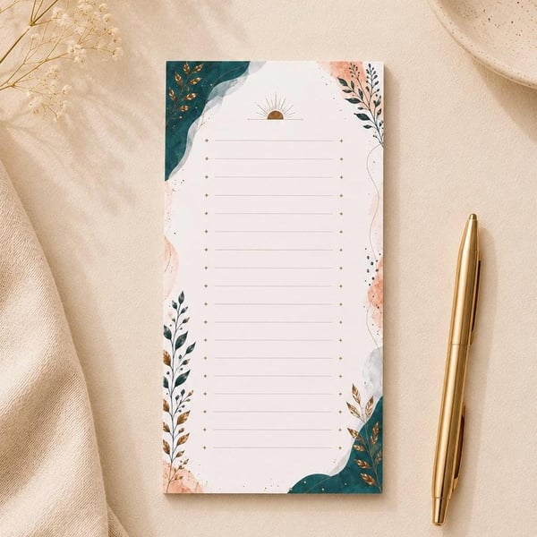  Floral Notepad - Fridge Shopping List Pad, To Do List (Optional Magnet)