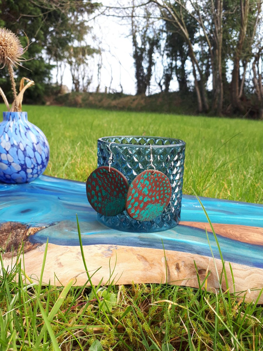 Handmade Round Artistic Dangle Clay Earrings