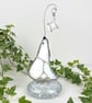 Pensive Polar Bear Stained Glass Art Ornament
