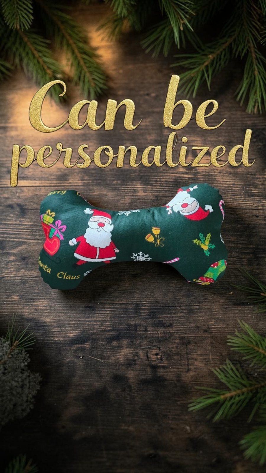 Personalised christmas dog bone toy