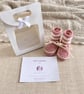 October Birthstone Baby Booties – Hand Knitted Pink & Cream Keepsake Gift - Image 6