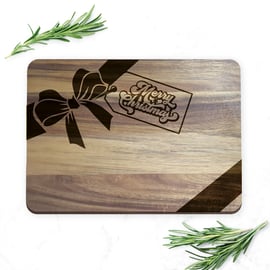 Merry Christmas Bow Wrapped Chopping Board Kitchen Gift Cutting Wooden Board 