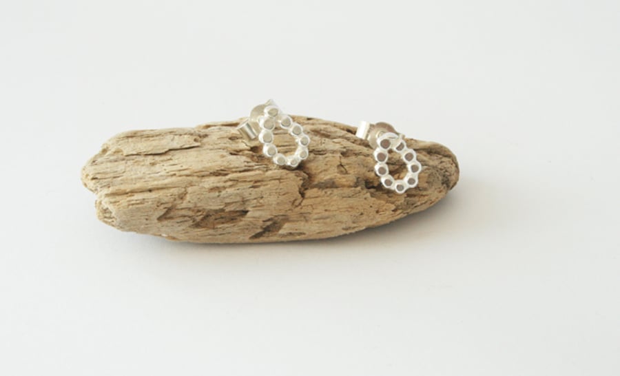 Sterling Silver Bobble Handmade Teardrop Earrings, organic shaped studs, for her