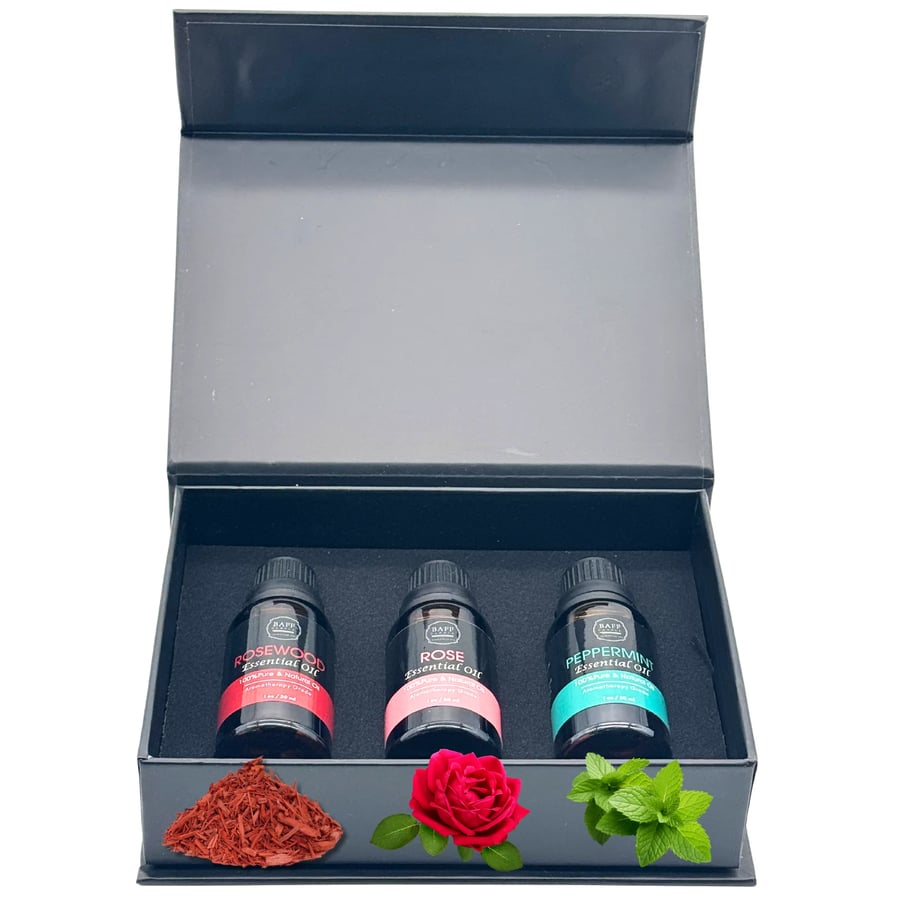 Rosewood Essential Oil, Rose Essential Oil , Peppermint Essential Oil 