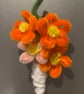 Pretty Posy pipe cleaner fridge magnet 4 flower orange and pink