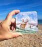 Sussex Deer snow on the downs Mug Coaster set from an original watercolour print - Image 4
