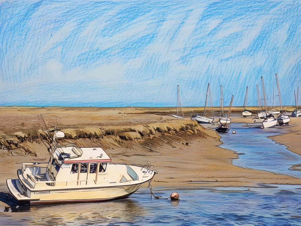 Boats Low Tide Wells-Next-Sea Norfolk Greeting Card A5 