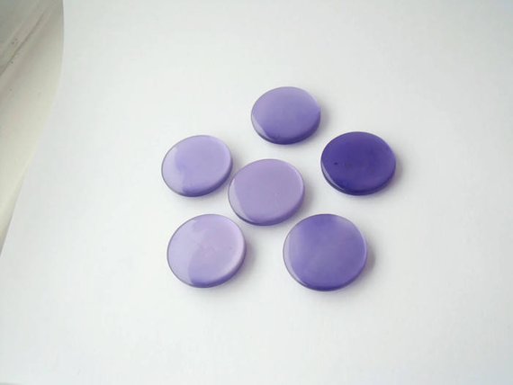 set of six vintage lilac resin shank buttons for seamstress or dressmaker
