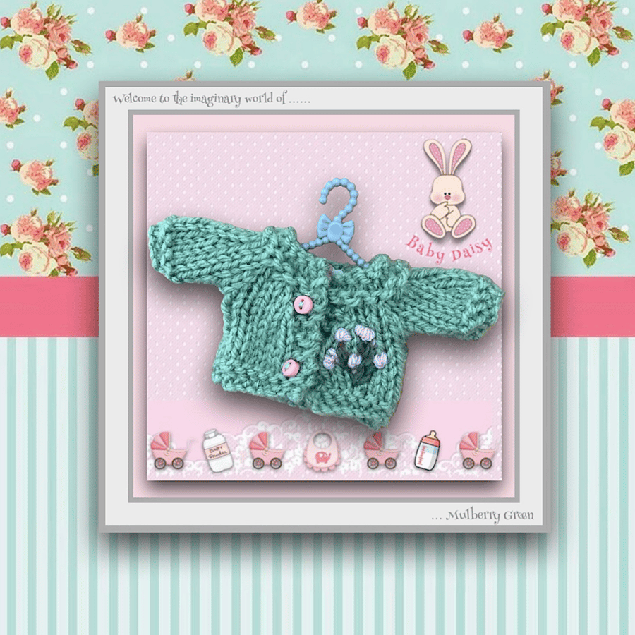 Pale Green Rosebud Cardigan to fit Baby Daisy 