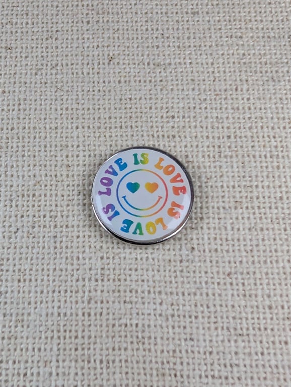 Love is Love Badge - Pride Themed Pin - Large Resin Topped Pin Badge