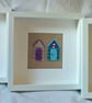 Three crocheted pictures in frames - beach huts - Image 5