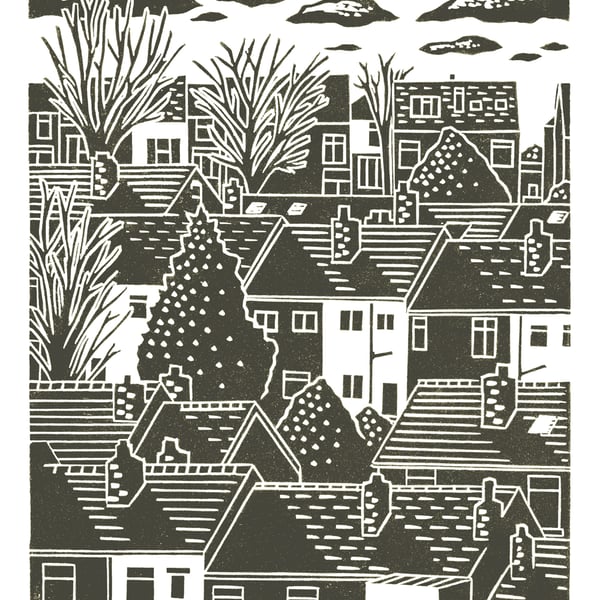 Sheffield City View No.9 A3 screen print (dark grey)