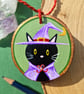 Black cat witch art, Halloween decoration, Black cat painting, Black cat gift