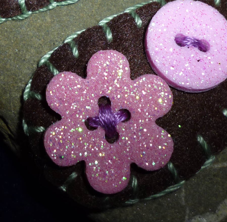 Hand made decorative hair clips with pink sparkly pink foam buttons & flower