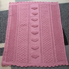 Pink Hearts Crochet Throw