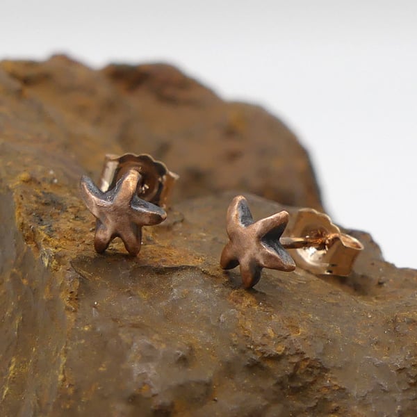 Recycled Copper Starfish Stud Earrings.