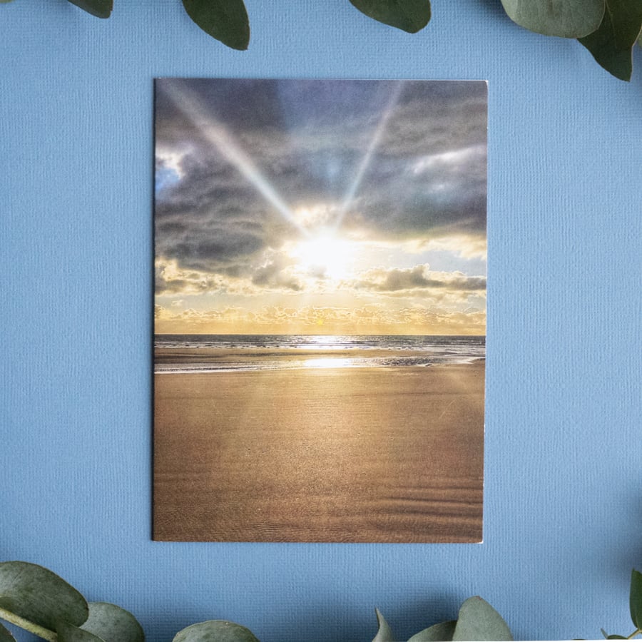 Harlech Beach, North Wales - Blank Landscape Greetings Card & Envelope