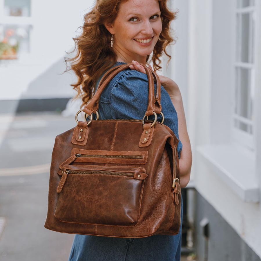 Image of Hampton Leather Pocket Tote Bag