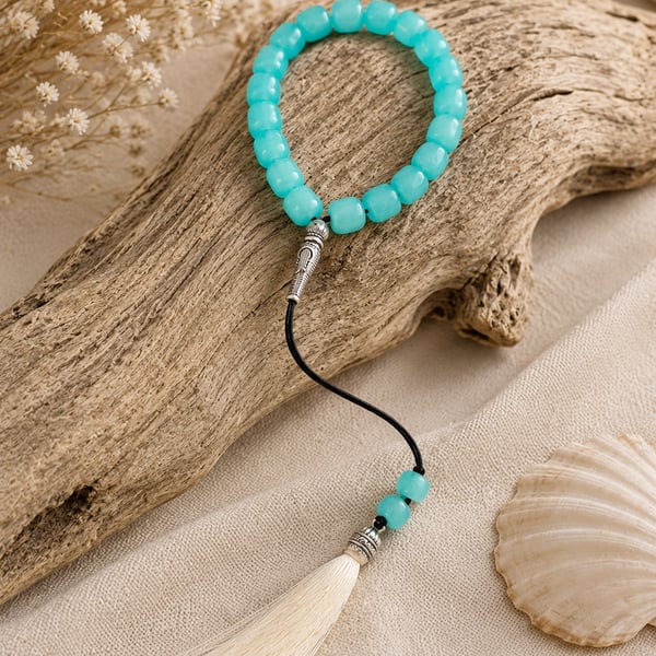 Genuine Amazonite Turquoise Komboloi (Worry Beads) - 21 Beads