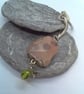 Brown Mottled Jasper Key Ring with Star Charm and Green Bead, Teacher's Gift - Image 3