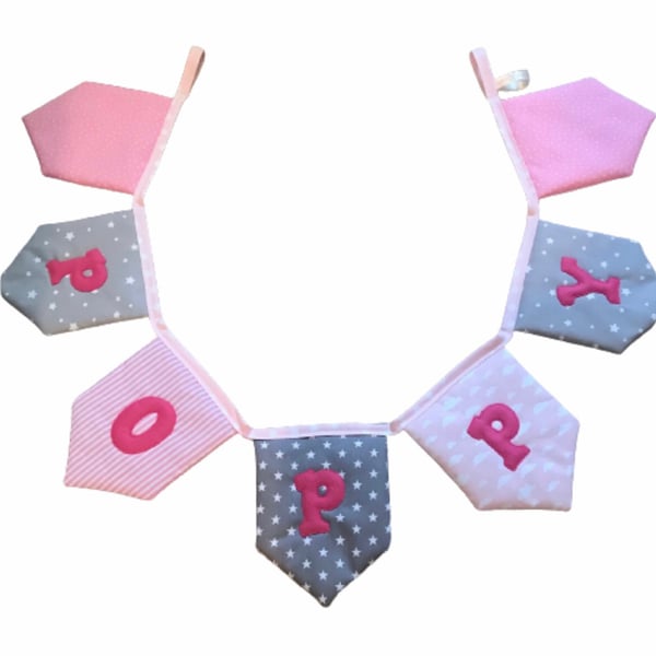 Personalised Luxury Bunting Pinks Greys Bedroom Decor Named Banner Cost Per Flag