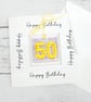 50th Birthday Card or Golden Anniversary Card; Fused Glass 50 Keepsake - Image 1