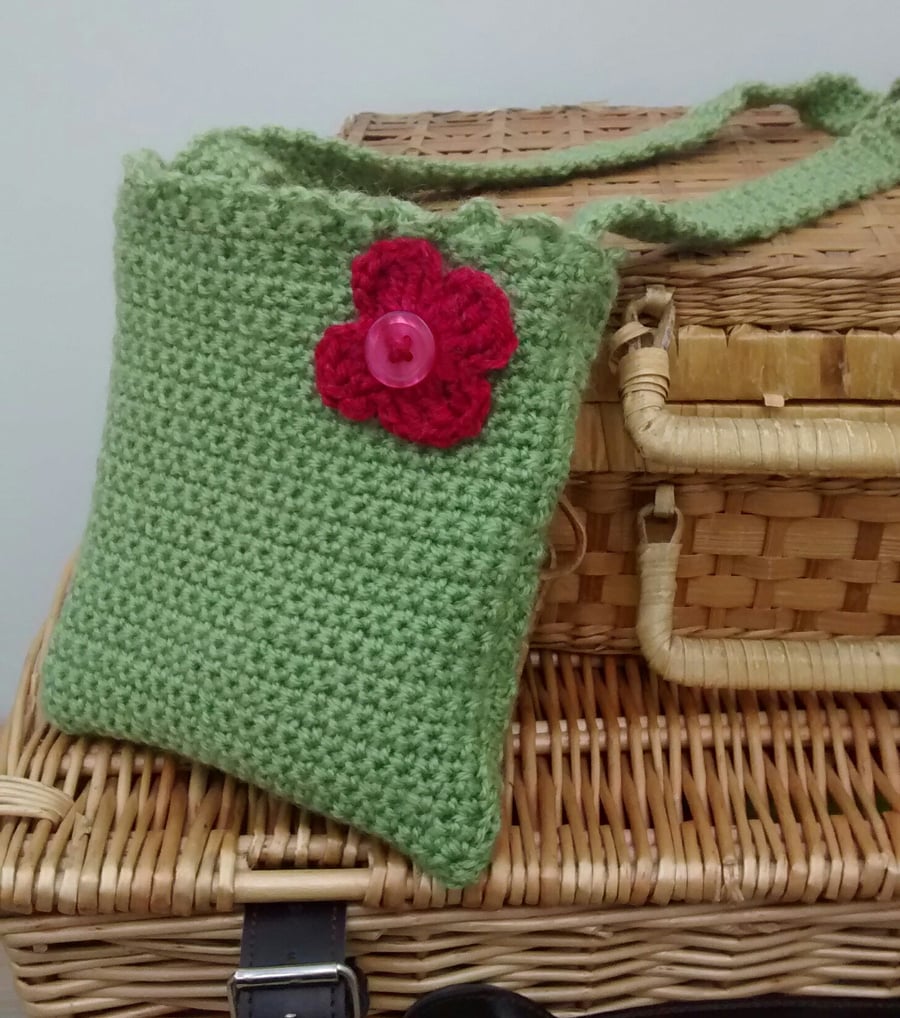 Girls Crochet Bag, Fern Green