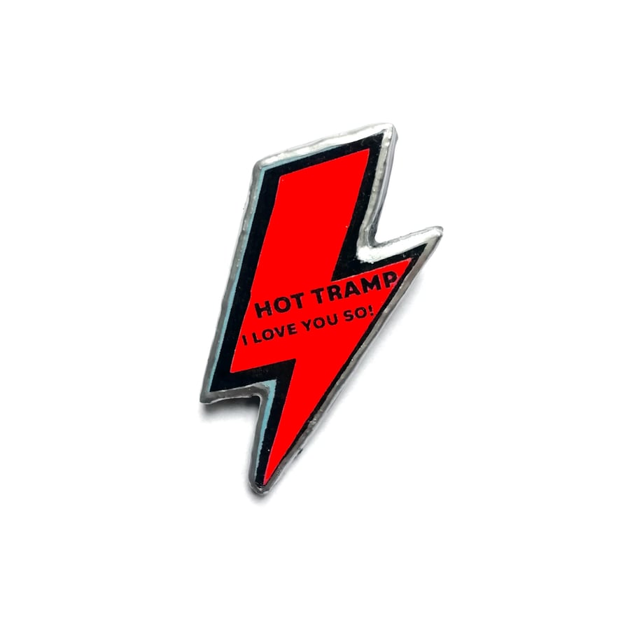 Bowie 'Hot Tramp I Love you so' Red Lightening Bolt Resin Brooch by EllyMental