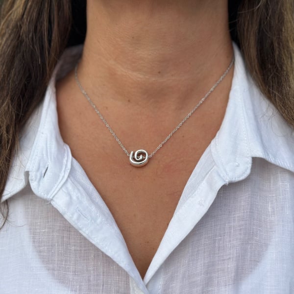 Silver Plated Spiral, Delicate Minimalist Necklace, Stainless Steel Necklace