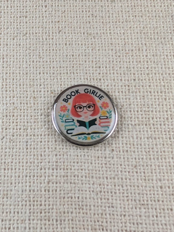 Book Lover Badge 'Book Girlie' - Large Resin Topped Pin Badge