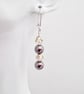 Vintage Dark Grey Pearl Drop Earrings, Vintage Czech Crystal Glass Beads - Image 1