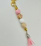 Gold tone Keyring or purse charm with pastel beads  - Image 2