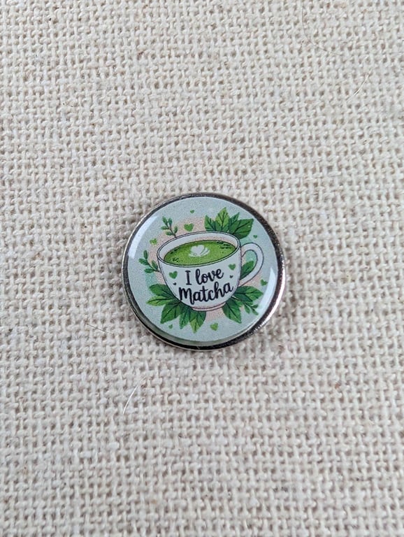 I Love Matcha - Matcha Lover Themed Badge - Large Resin Topped Pin Badge