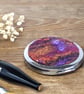 Pocket mirror, compact - autumnal melange of ruby, purples and oranges - Image 3