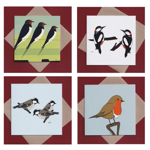 Bird greeting cards - pack of 4