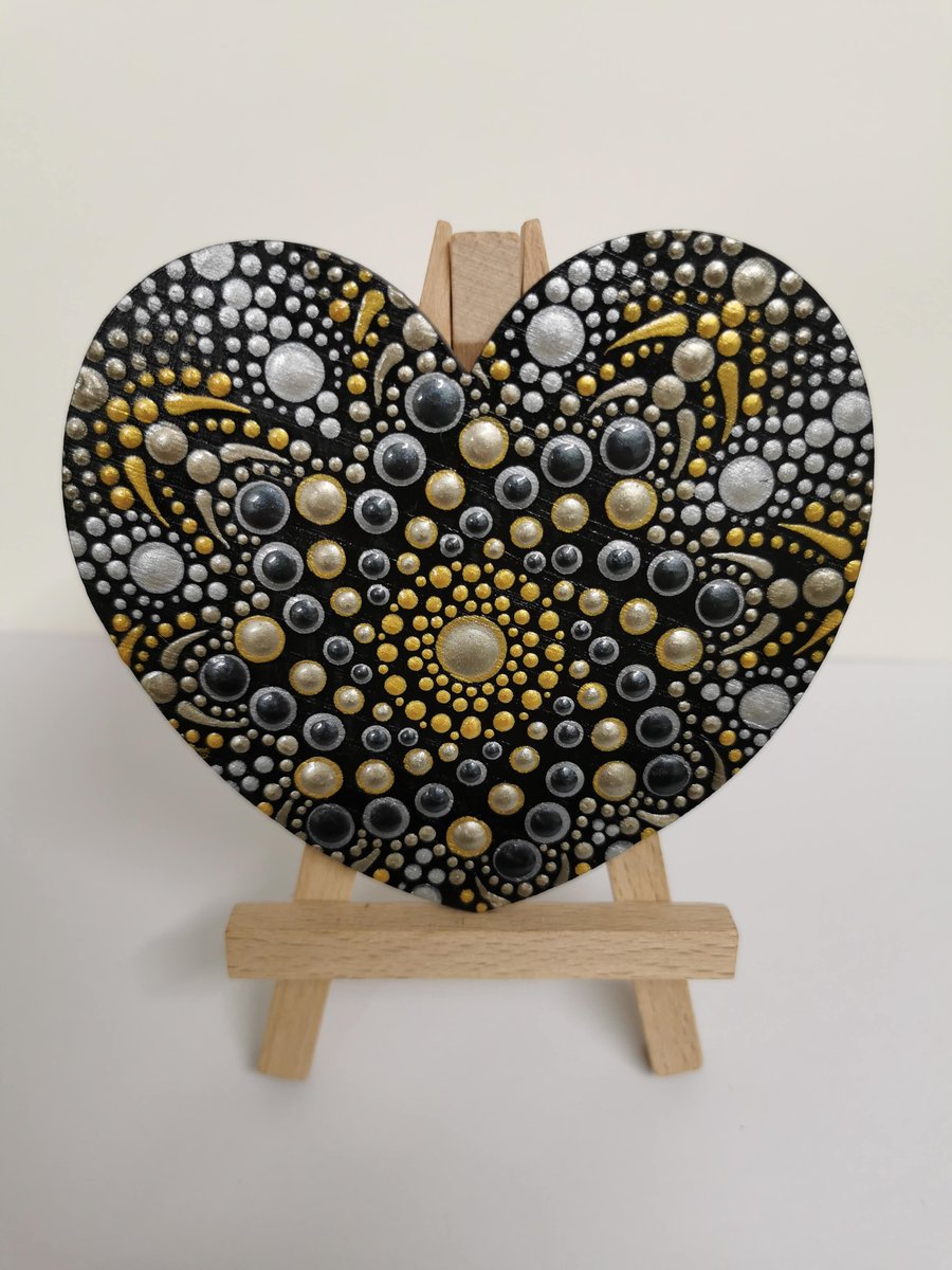 Hand painted metallic mandala decorative piece