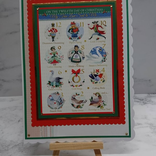 Handmade Christmas Card On the Twelfth Day of Christmas My True Love