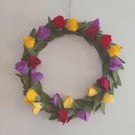 Felt Tulip Wreath: Handmade Spring Home Decor