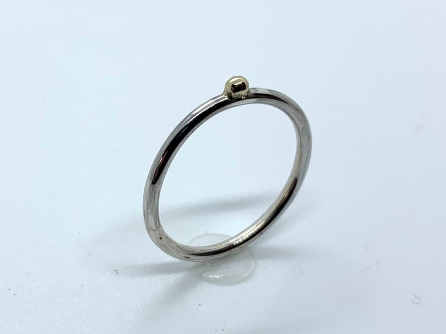 ‘Drop of Gold’ Ring, Sterling Silver and Gold, Delicate & Handmade 