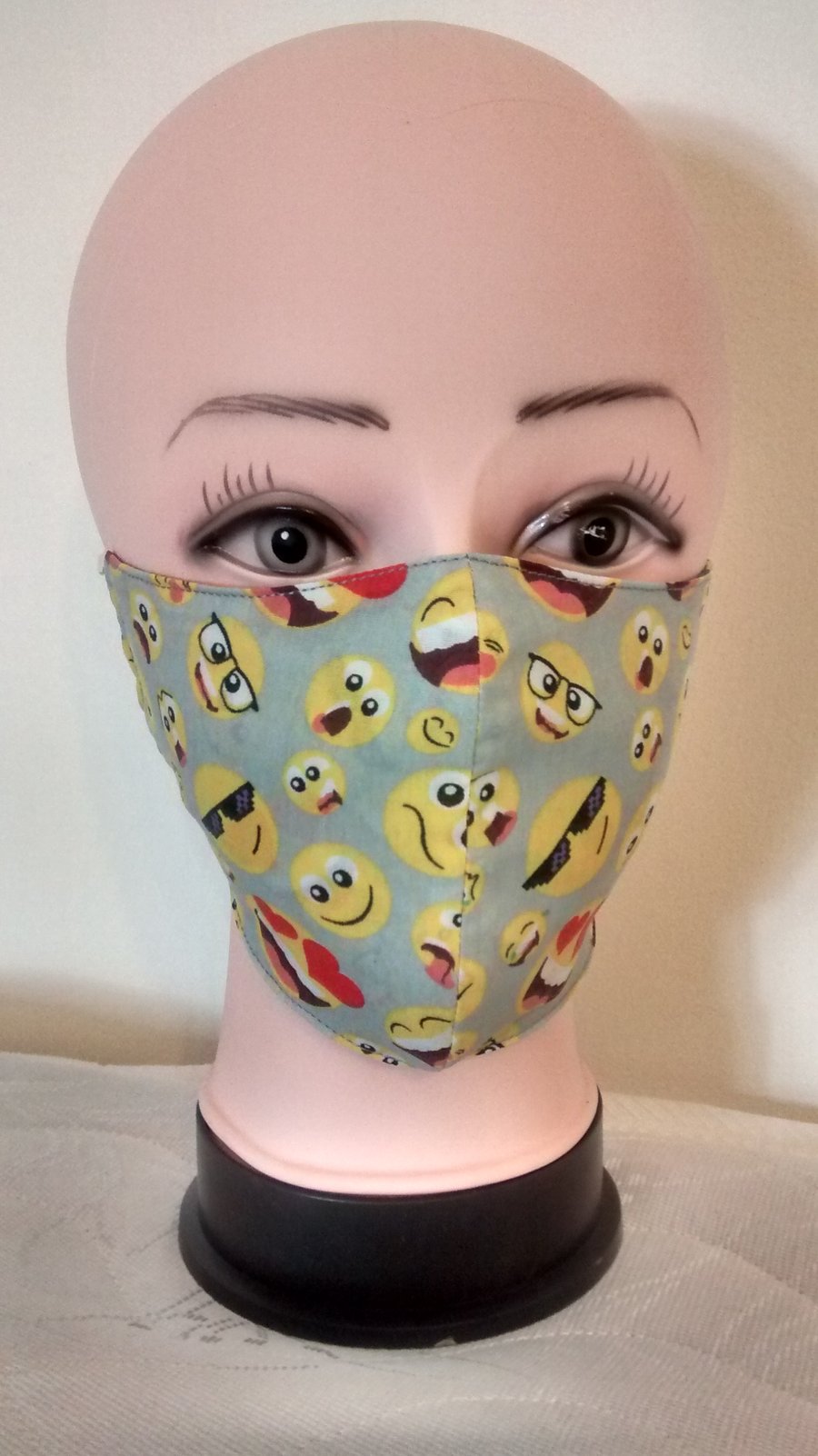Handmade 3 layers smiley face reusable adult face mask.