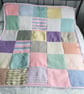 Large pastel coloured, crochet patchwork blanket  - Image 1
