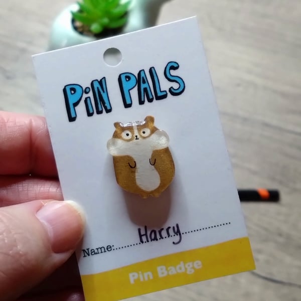 Harry hamster pin badge