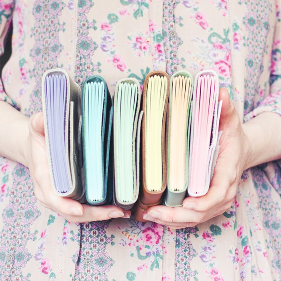 Leather Wrap Journal - Handbound Blank Book - 6 x 4 - Pastel Pages - A6