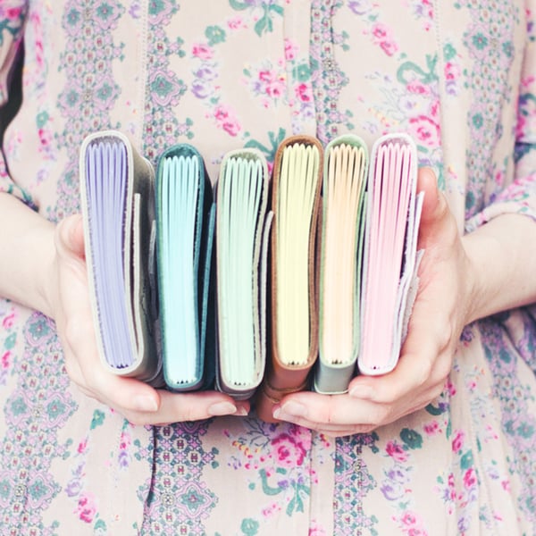 Leather Wrap Journal - Handbound Blank Book - 6 x 4 - Pastel Pages - A6